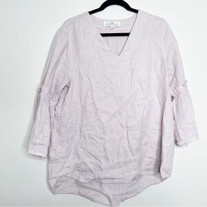 Crown Linen Designs Blush Pink Linen Blouse Long Sleeve Bell Size Large Women’s
